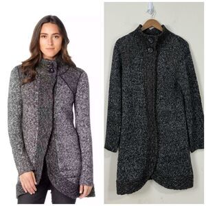 PRANA Angelic Duster Sweater Cardigan Size L Coal Grey Black